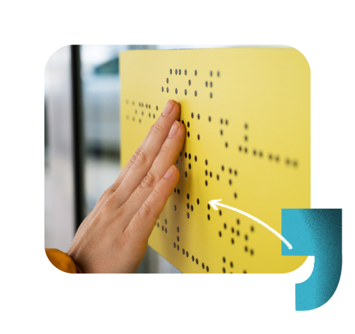 Person touching braille, an alternative format