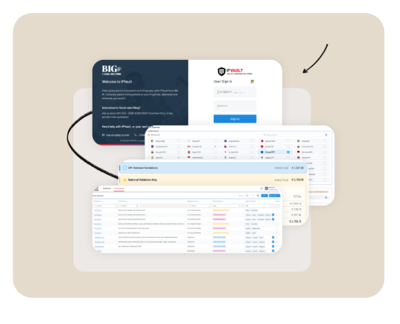 Screenshots of IPVault™ – A Patent Portal for Transparency & Scalability