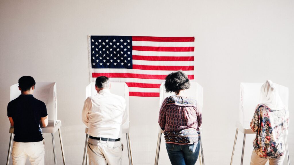 American at a polling booth