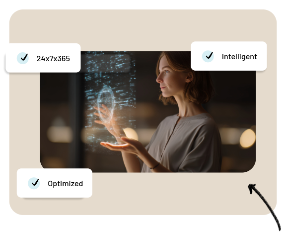Woman interacting with digital interface.