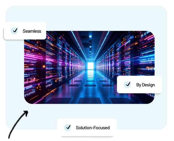 Futuristic data center with glowing lights